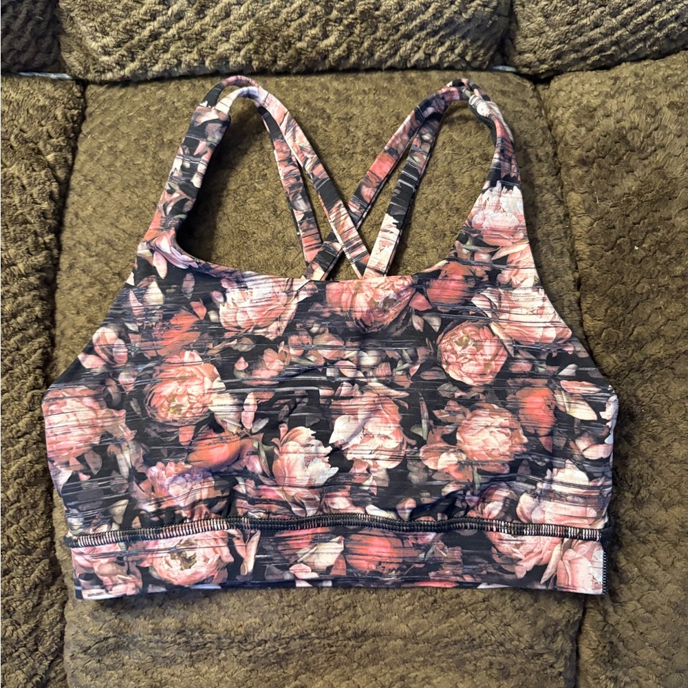 Lululemon Pink and Black Sports Bra with Racerback